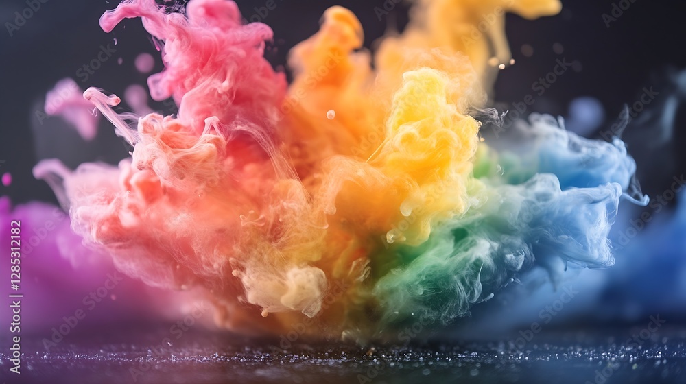 Poster Colorful Swirling Smoke Explosion Creating a Stunning Artistic Visual Display : Generative AI