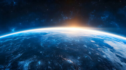 Obraz premium Sunrise Earth Orbit Space View Background Wallpaper