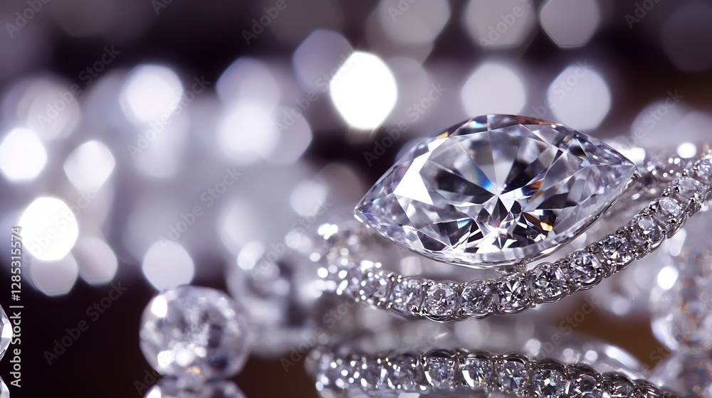 Poster close up of diamond jewelry on sparkling background for glamour and luxury concepts : generative ai