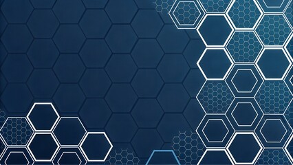 Abstract blue Hexagonal Pattern on a Dark Blue Background