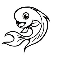 Vector illustration fish line art cute concept