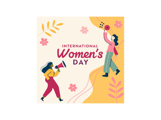 Vibrant graphic design celebrating international womens day. Vibrant International Women's Day Graphic Design, Feminine Celebration Artwork, Bold Feminist Poster