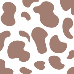 Seamless repeating pattern featuring a playful brown cow print motif. Perfect for textile design, fashion backgrounds, wallpapers, packaging, and creative digital projects.