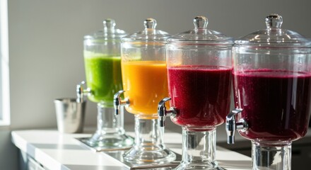 Colorful Fruit Infused Water Dispensers for Refreshment and Healthy Lifestyle