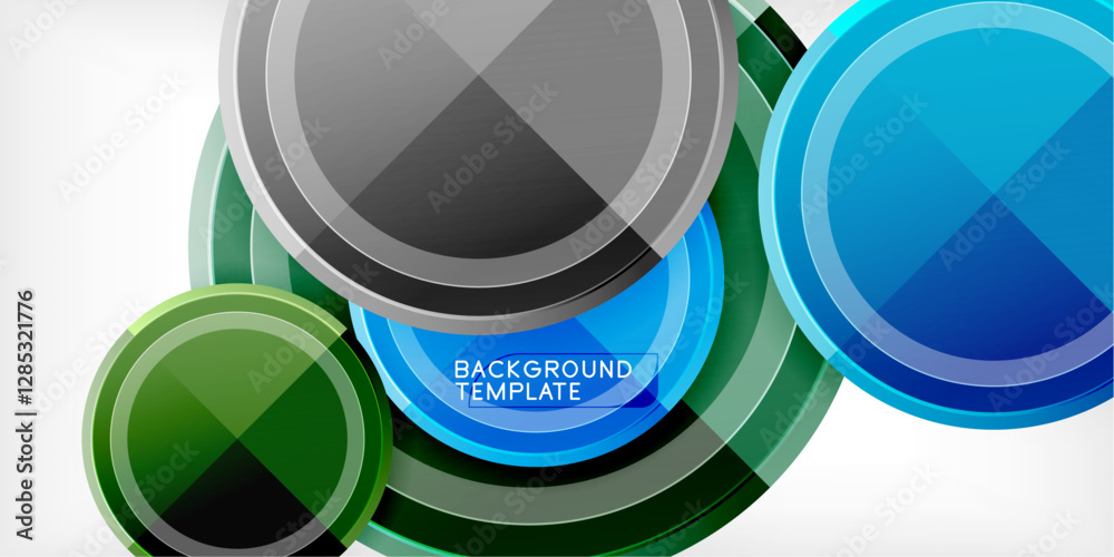 Poster abstract background - multicolored circles, trendy minimal geometric design, vector illustration
