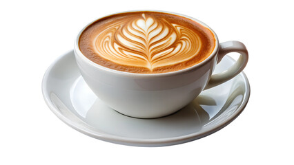  Cappuccino with Latte Art on White Plate