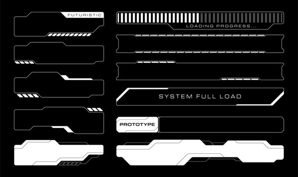 Futuristic Hud Element Vector Illustration. Set cyberpunk tech user interface.
