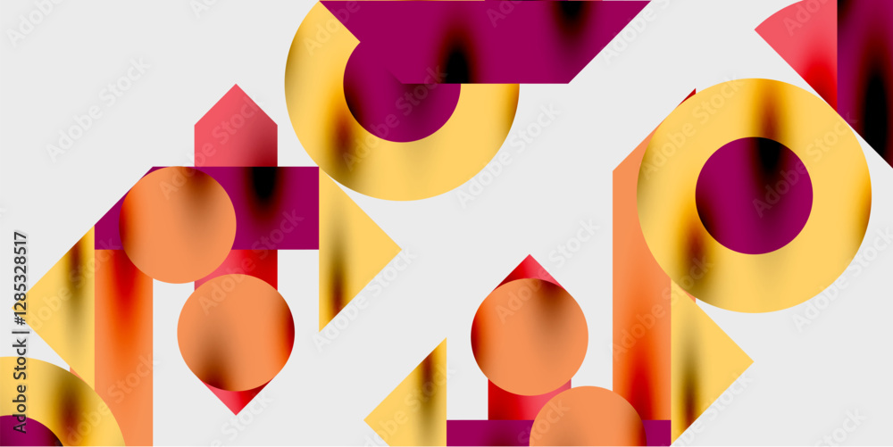 Aufkleber Modern abstract background featuring circles, lines, and triangles in a dynamic geometric composition. Perfect for stylish, tech, or creative-themed designs