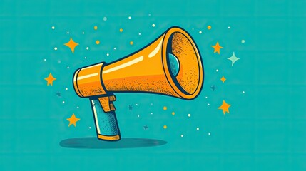 A megaphone illustration in a flat design style is perfect for sales and marketing communication materials, with customizable colors and text