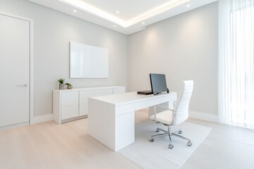 Modern Office Interior Design with Cozy Zimmer Style Decor, Elegant Furniture and Natural Lighting, Professional Workspace Aesthetic