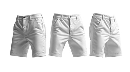White shorts, casual style, summer wear, front and side views, lightweight fabric, versatile fashion