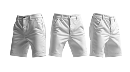 White shorts, casual style, summer wear, front and side views, lightweight fabric, versatile fashion