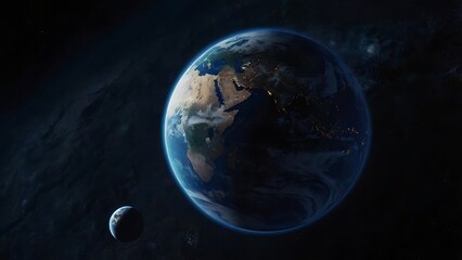 Fototapeta premium Earth and Moon in Space for Business, Global Connection Ideas