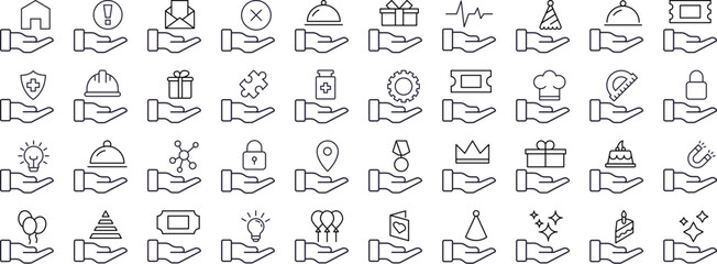 Gift, Charity, Holiday, Business, Present Modern Outline Style Icons for Design, Cards, Apps, Social Networks