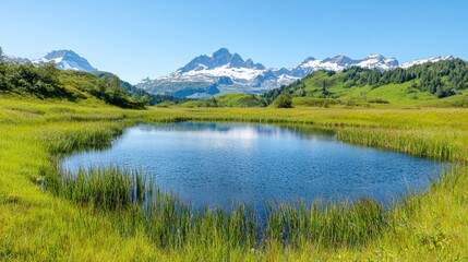 Mountain lake, Swiss Alps, tranquil scene, nature, background, landscape, photo, travel