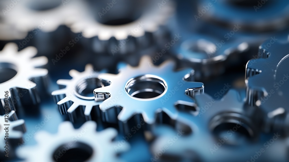 Leinwandbilder intricate close up of polished metal gears in motion symbolizing engineering and mechanics creativit