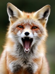 Fototapeta premium Majestic Red Fox with Fierce Expression Captured in Close-Up Portrait : Generative AI