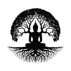 Vector Buddha Tree of Life with white background