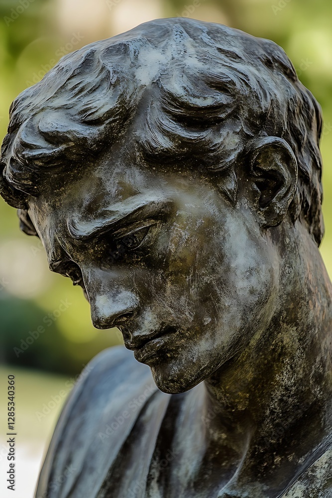 Poster close-up of a bronze sculpture reflecting deep emotion and artistic craftsmanship : generative ai