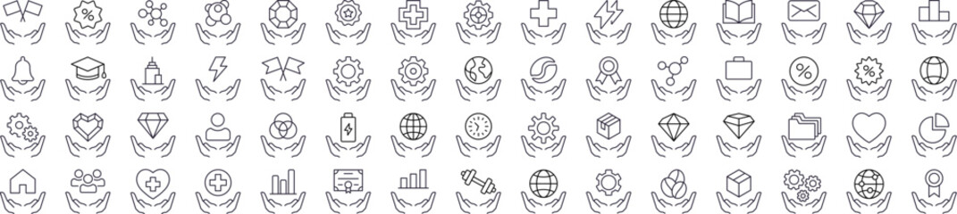 Fototapeta premium Pack of Charity Related Line Icons. Outline Signs for Graphic and Web Design, Apps, Adverts, Various Cards