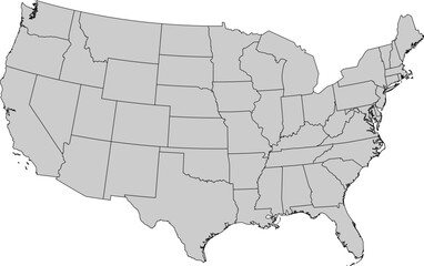 Boundary vector for colored terrain map of the contiguous United States