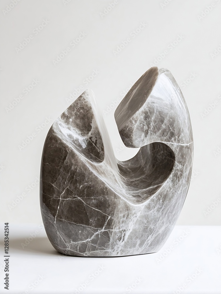 Poster elegant abstract marble sculpture showcasing unique modern form : generative ai