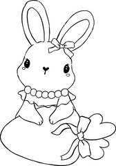 Coquette Easter Bunny with Carrot Outline