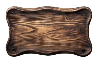 Wooden sign with blank isolated on transparent background.
