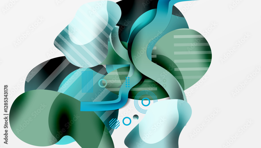 Poster abstract liquid shapes and lines background
