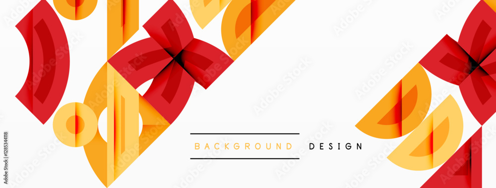 Aufkleber Abstract geometric background with shapes, featuring circular and rounded elements. Bold contrast, smooth gradients, dynamic composition, futuristic style