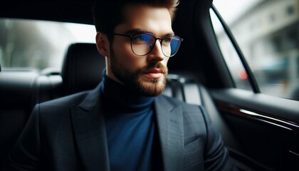 Stylish Man in Luxury Car – Sophisticated Urban Lifestyle.