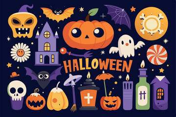 Halloween template set. Halloween lettering collection.
