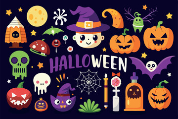 Halloween template set. Halloween lettering collection.
