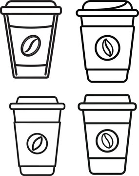 "Coffee Cup Editable Stroke Outline Icon Set" represents elements like coffee cups, mugs, and steaming beverages, designed with editable strokes. These icons are used for coffee shops, cafes, or bever