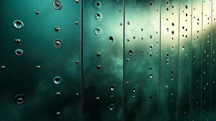 Abstract Teal Metallic Texture with Circular Indentations and Gold Studs