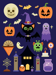 Halloween template set. Halloween lettering collection.

