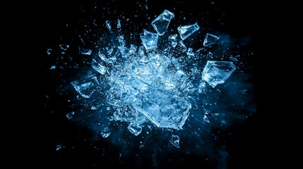  A dynamic background of broken ice particles in the dark, with small pieces floating upwards