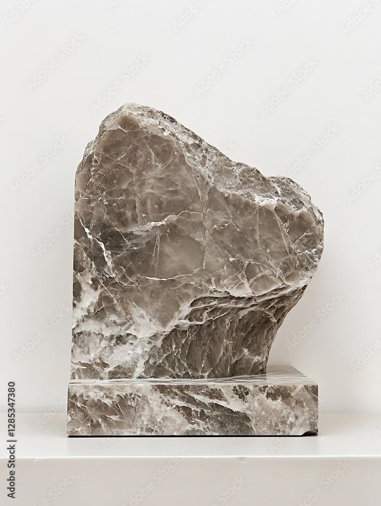 Aufkleber abstract natural stone sculpture with smooth textures and shapes : generative ai