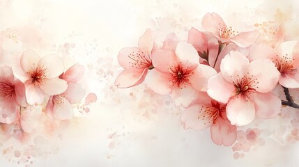 A soft watercolor illustration of pink cherry blossoms, evoking tranquility and beauty.