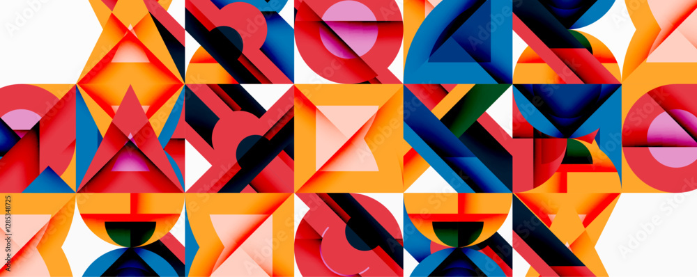 Aufkleber Minimal geometric abstract background. Circle square and triangle design