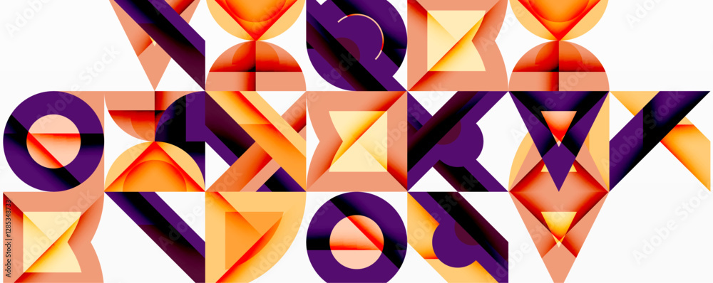 Poster Minimal geometric abstract background. Circle square and triangle design