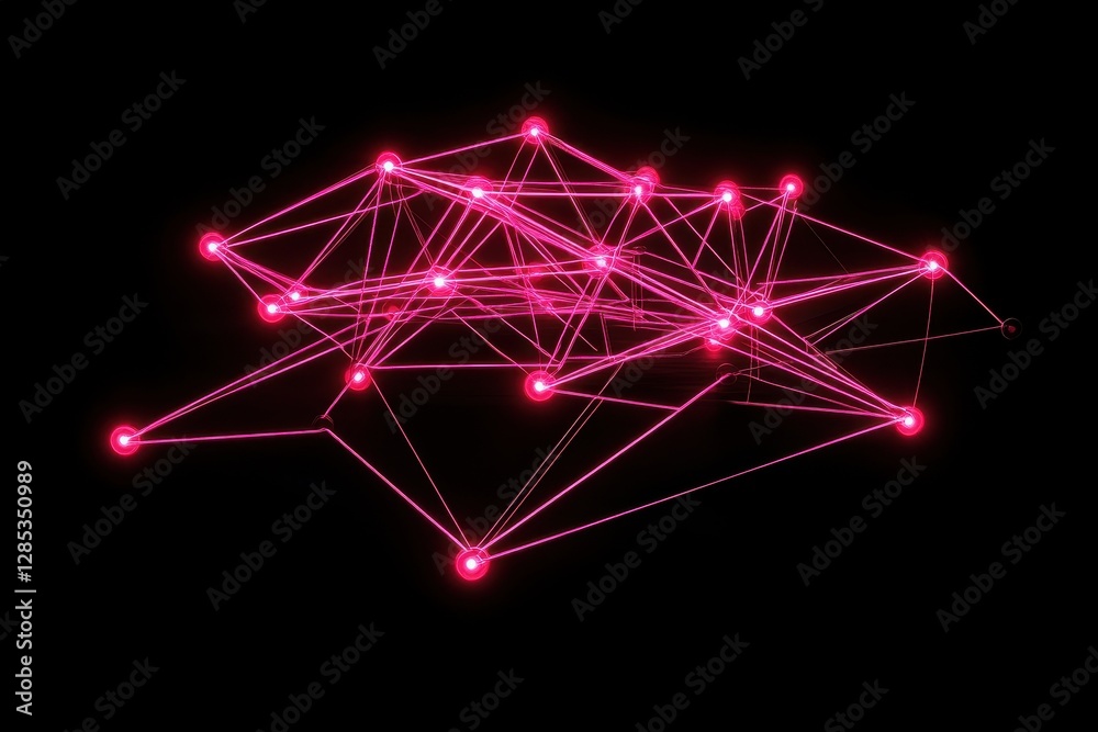 Poster neon connections highlighting a vibrant network on a black background showcasing modern technology, 