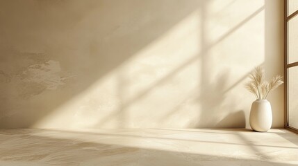 Soft Sunlight Filters Through a Dusty Room, Creating Warm Tones Against a Textured Background During Golden Hour