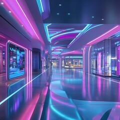 Fototapeta premium Futuristic Shopping Mall Interior
