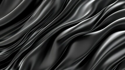 Fototapeta premium Elegance in Motion: An abstract composition of flowing black fabric, elegantly draped and sculpted to capture the play of light and shadow, creating a sense of depth and fluidity.
