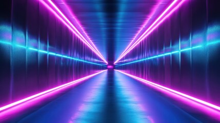Fototapeta premium Neon Corridor: A Futuristic Vision in Pink and Blue