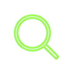 Icon search from the flow of energy of green color. Shimmering neon