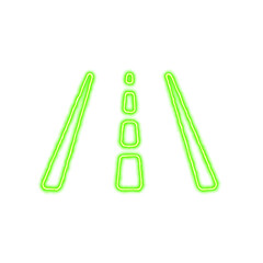 Icon road from the flow of energy of green color. Shimmering neon