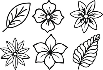 black and white flowers silhouette vector illustration