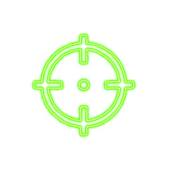 Icon crosshairs from the flow of energy of green color. Shimmering neon